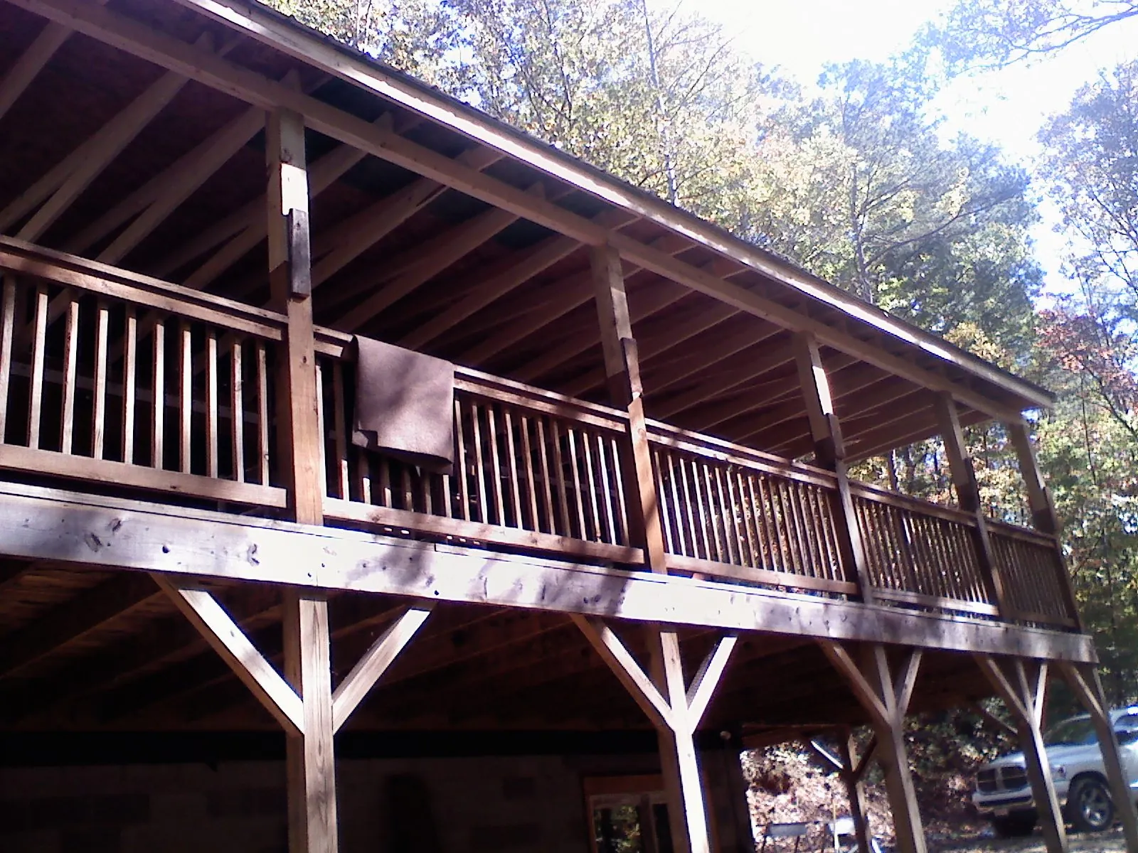 Timber framing under a new elevated porch and deck — Roof Leak Repair in Merrittstown by Roofing Brothers